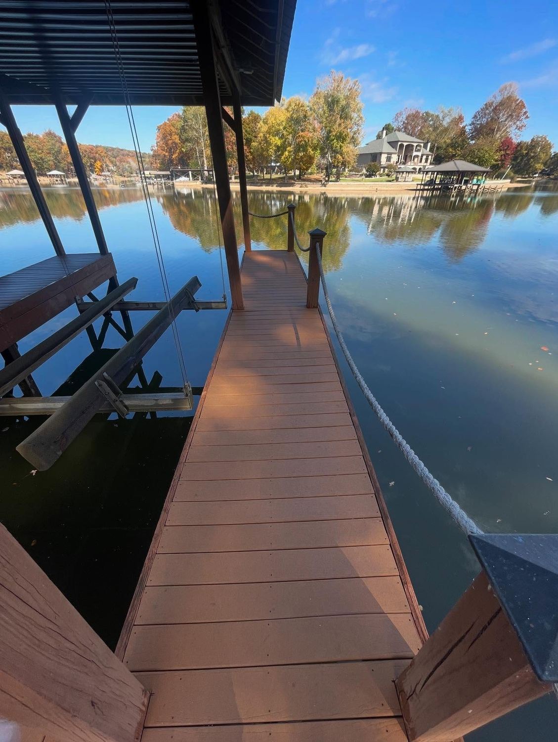 Dock walkway and lakefront after cleaning
